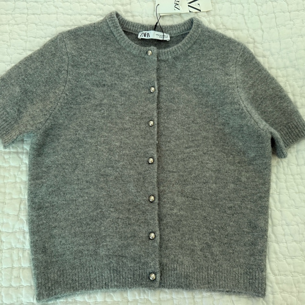Zara Heather Gray Button-Up Cardigan